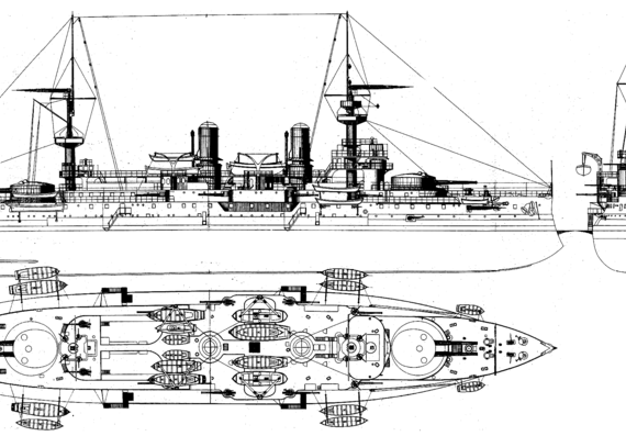 Боевой корабль NMF Lena 1906 [Battleship] - чертежи, габариты, рисунки